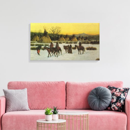 Sioux Camp bij Wounded Knee door John Hauser Canvas Afdruk (Insitu (Woonkamer))