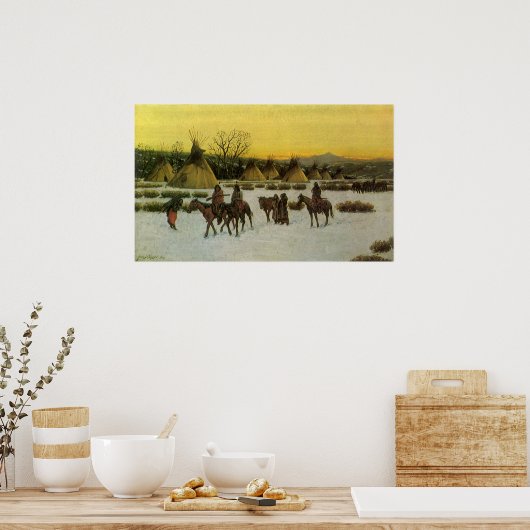 Sioux Camp bij Wounded Knee door John Hauser Poster (Keuken)