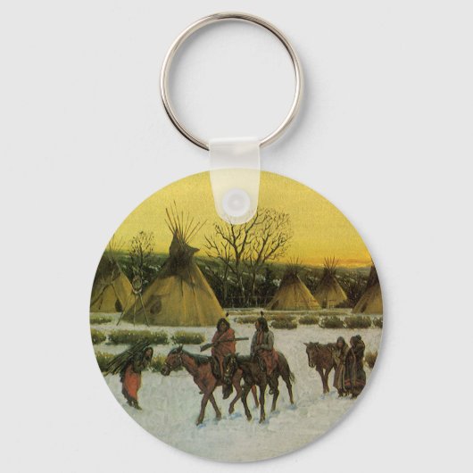 Sioux Camp bij Wounded Knee door John Hauser Sleutelhanger (Voorkant)