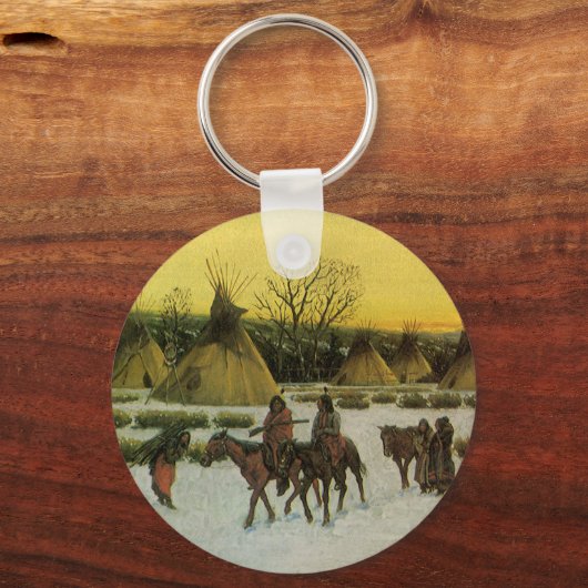 Sioux Camp bij Wounded Knee door John Hauser Sleutelhanger (Achterkant)