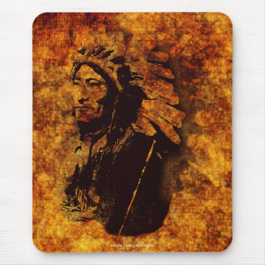 Sioux Chieftain Native American Gift Mousepad Muismat (Voorkant)
