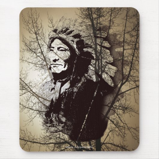 Sioux Chieftain Native American Gift Mousepad Muismat (Voorkant)
