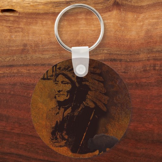 Sioux Chieftain Native American Gift Sleutelhanger (Voorkant)