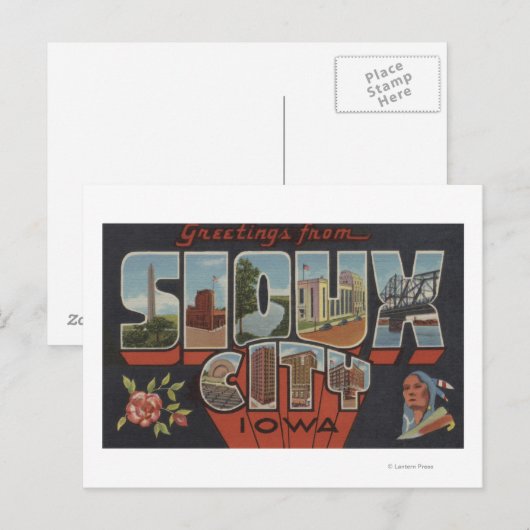 Sioux City, Iowa - Grote letterscènes Briefkaart (Voorkant / Achterkant)