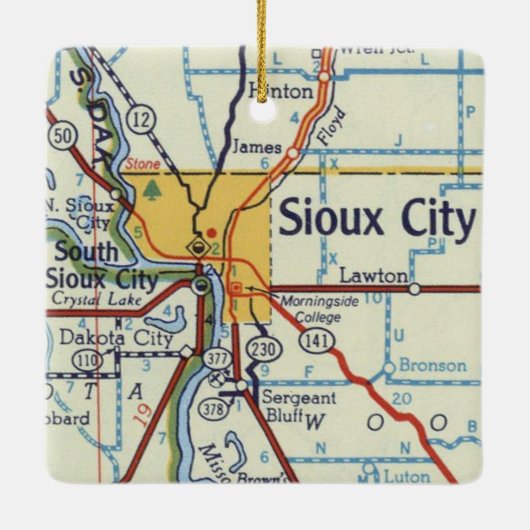 Sioux City Iowa kaart Keramisch Ornament (Achterkant)