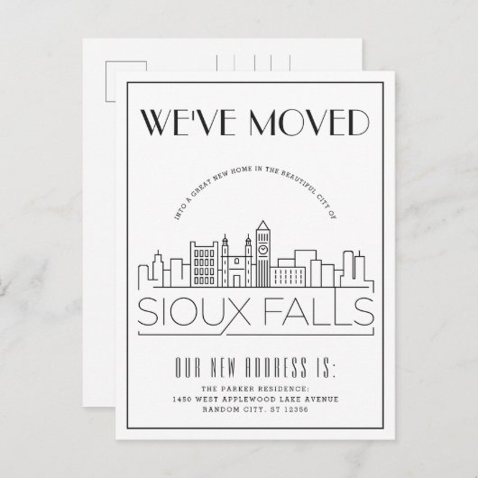 Sioux Falls Modern Deco | Adres Gewijzigd Aankondigingskaart (Voorkant / Achterkant)