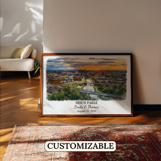 Sioux Falls South Dakota Poster, Aquarel Poster