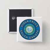 Sioux Falls South Dakota Vierkante Button 5,1 Cm (Voorkant /achterkant)