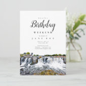 Sioux Herfst Waterfall Birthday Weekend Uitnodigin Kaart (Staand voorkant)