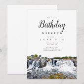 Sioux Herfst Waterfall Birthday Weekend Uitnodigin Kaart (Voorkant / Achterkant)