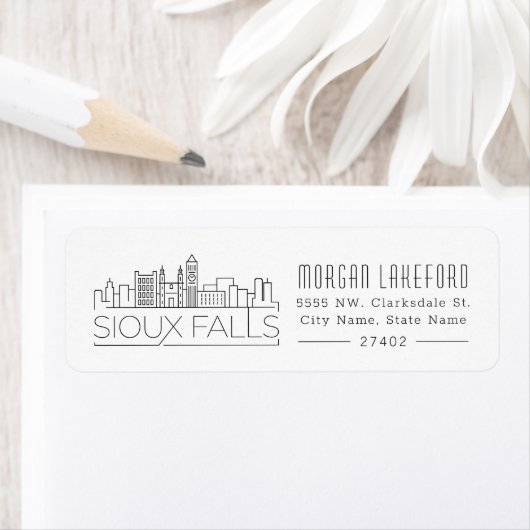 Sioux Herfsten, S. Dakota Stylized Skyline | Etiket (Insitu)