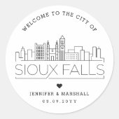 Sioux Herfsten Skyline | Bruiloft Welkom Favor Ronde Sticker (Voorkant)