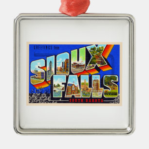 Sioux Herfsten South Dakota SD Large Letter Briefk Metalen Ornament