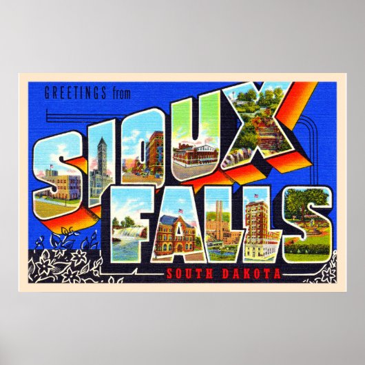 Sioux Herfsten South Dakota SD Large Letter Briefk Poster (Voorkant)