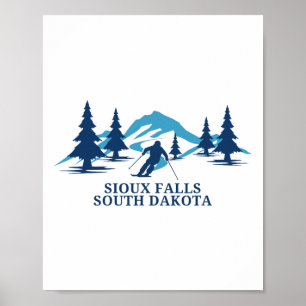 Sioux Herfsten South Dakota Ski Resort Skiër Poster