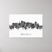 Sioux Herfsten South Dakota Skyline BW Canvas Afdruk (Voorkant)