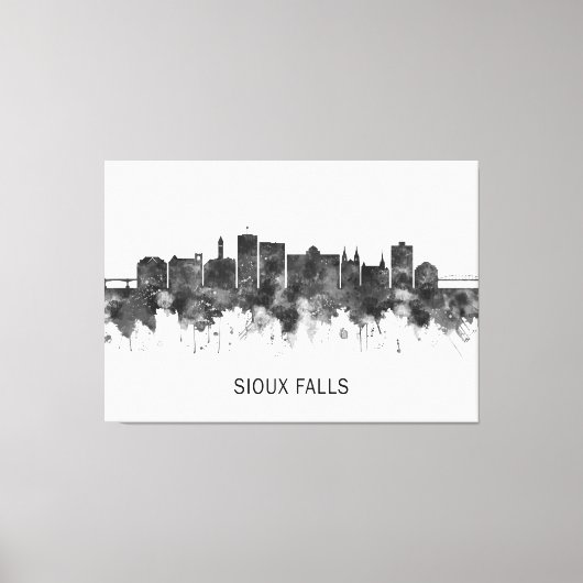 Sioux Herfsten South Dakota Skyline BW Canvas Afdruk (Voorkant)