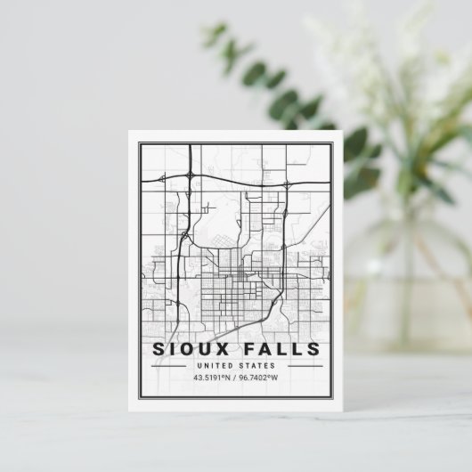 Sioux Herfsten South Dakota USA Travel City Map Briefkaart (Staand voorkant)