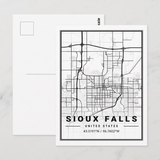 Sioux Herfsten South Dakota USA Travel City Map Briefkaart (Voorkant / Achterkant)