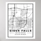 Sioux Herfsten South Dakota USA Travel City Map Poster (Voorkant)