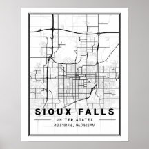 Sioux Herfsten South Dakota USA Travel City Map