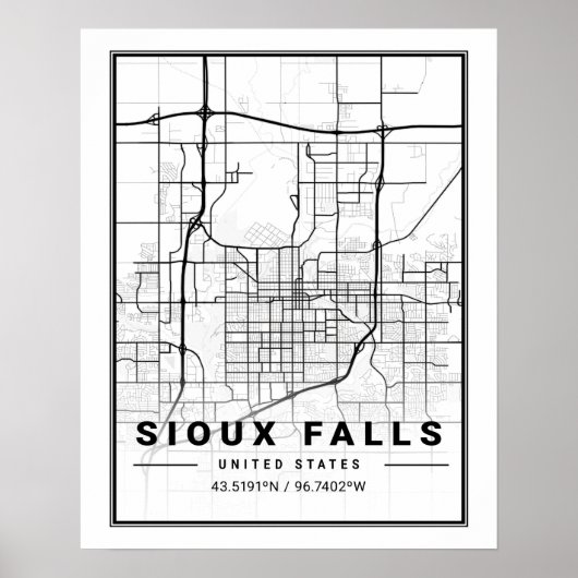 Sioux Herfsten South Dakota USA Travel City Map Poster (Voorkant)