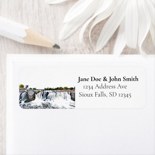 Sioux Herfsten Waterfall Return Address Labels (Insitu)