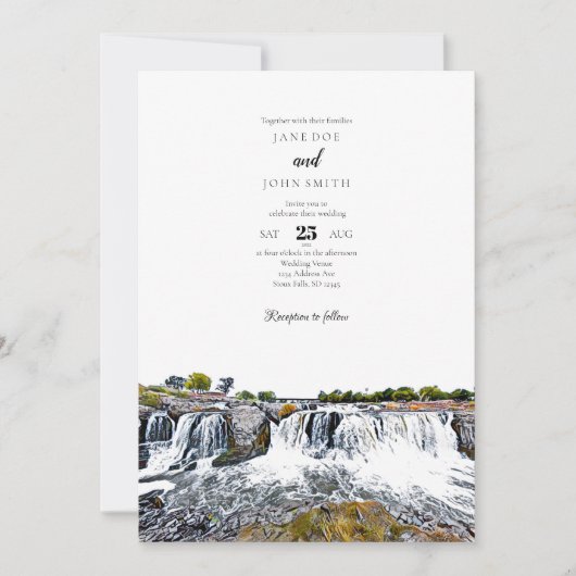 Sioux Herfsten Waterfall Wedding Uitnodiging (Voorkant)