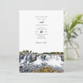 Sioux Herfsten Waterfall Wedding Uitnodiging (Staand voorkant)