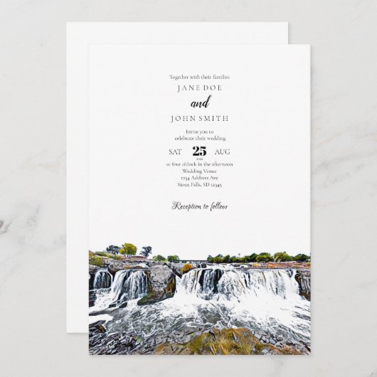 Sioux Herfsten Waterfall Wedding Uitnodiging (Voorkant / Achterkant)
