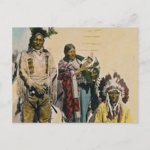 Sioux Indian Grey Eagle and Family Stereoview Briefkaart