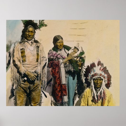Sioux Indian Grey Eagle and Family Stereoview Post Poster (Voorkant)