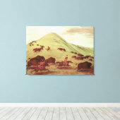 Sioux Indians jagend op buffel, 1835 (olie op doek Canvas Afdruk (Insitu (Houten vloer))