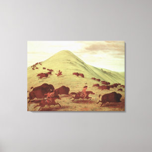 Sioux Indians jagend op buffel, 1835 (olie op doek Canvas Afdruk