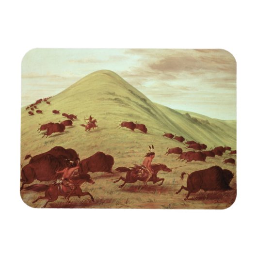 Sioux Indians jagend op buffel, 1835 (olie op doek Magneet (Horizontaal)