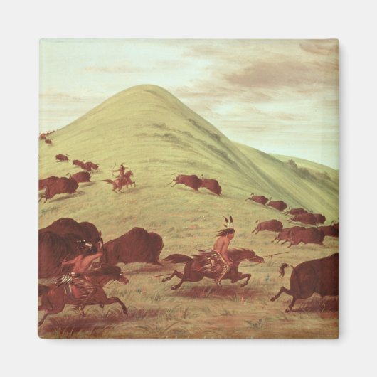 Sioux Indians jagend op buffel, 1835 (olie op doek Magneet (Voorkant)