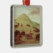 Sioux Indians jagend op buffel, 1835 (olie op doek Metalen Ornament (Rechts)