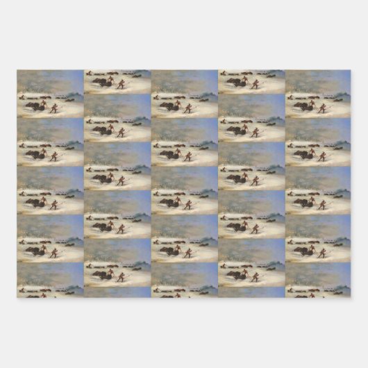 Sioux Indians op Snowschoenen Lansende Buffalo Inpakpapier Vel (Voorkant 2)