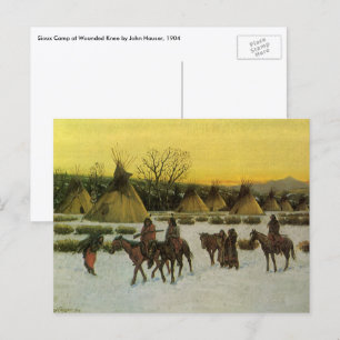 Sioux-kamp bij Wounded Knee door John Hauser Briefkaart