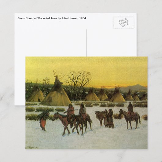 Sioux-kamp bij Wounded Knee door John Hauser Briefkaart (Voorkant / Achterkant)