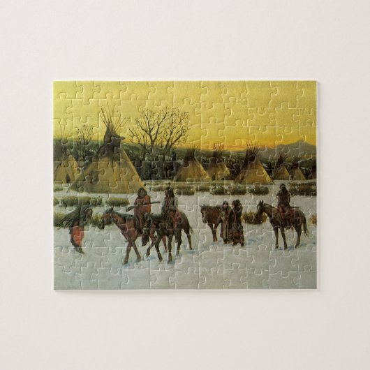 Sioux-kamp bij Wounded Knee door John Hauser Legpuzzel (Horizontaal)