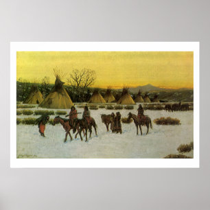 Sioux-kamp bij Wounded Knee door John Hauser Poster