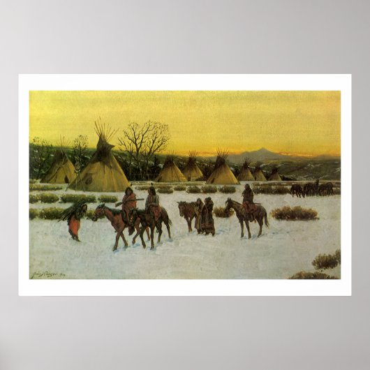 Sioux-kamp bij Wounded Knee door John Hauser Poster (Voorkant)