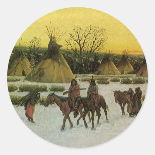 Sioux-kamp bij Wounded Knee door John Hauser Ronde Sticker (Voorkant)
