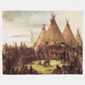 Sioux Oorlogsraad George Catlin Circa 1850 Fleece Deken (Voorkant (Horizontaal))