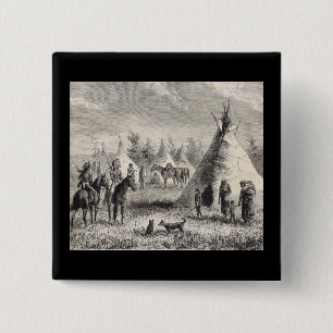 Sioux Village, circa 1876 Vierkante Button 5,1 Cm