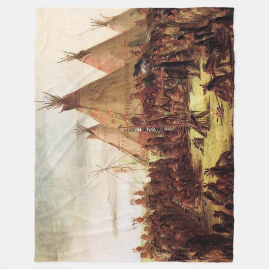 Sioux War Council George Catlin Circa 1850 Fleece Deken (Voorkant)