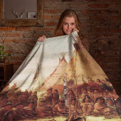 Sioux War Council George Catlin Circa 1850 Fleece Deken