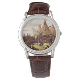 Sioux War Council George Catlin Circa 1850 Horloge