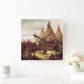 Sioux War Council George Catlin Circa 1850 Vierkante Klok (Huis)